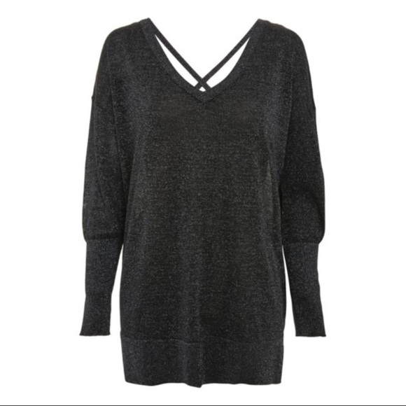 TOPSHOP Cross Back Longline Metallic Sweater - Picture 4 of 6